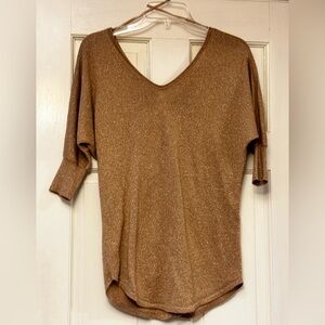 Express‎ Gold V-Neck Sweater with Button Back